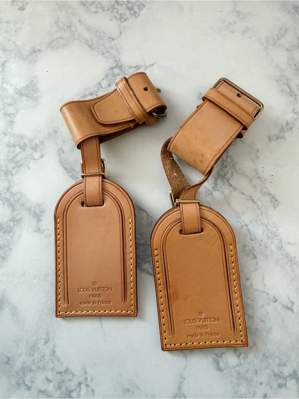 Louis Vuitton Tan Leather Luggage Tags 2pcs